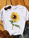 Sunflower Pattern Simple Short Sleeve T-Shirt