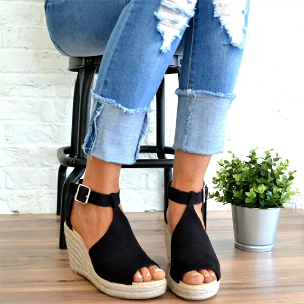 Wedges Adjustable Buckle Sandals