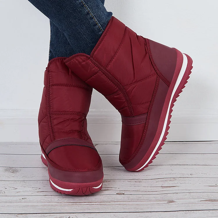 Winter Snow Ankle Boots Warm Fur Lining Waterproof Slip On Booties