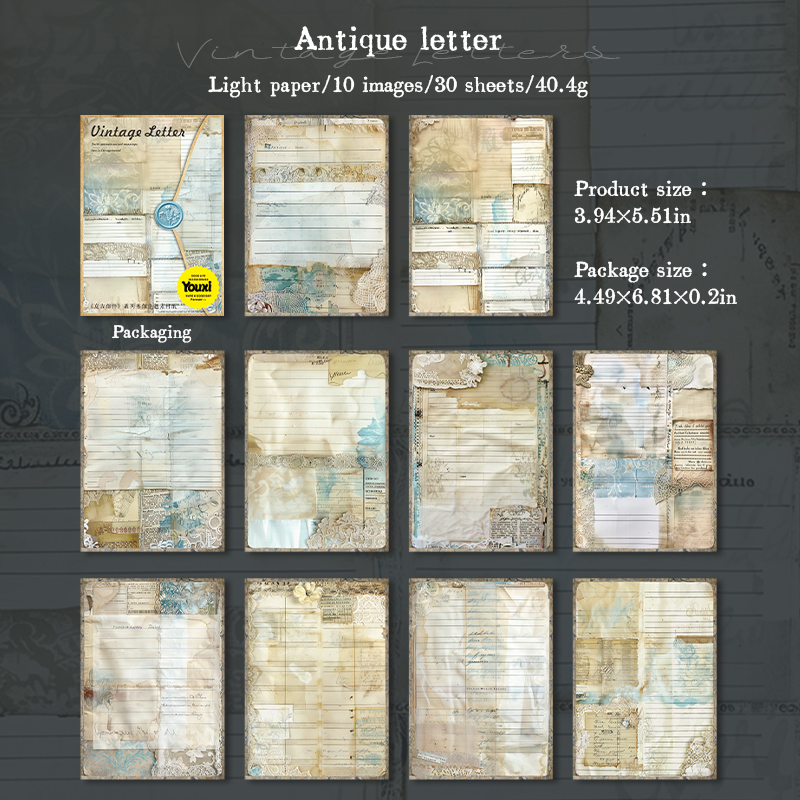 Material Paper - Vintage Letters Series Vintage Lace Flower Landscape 