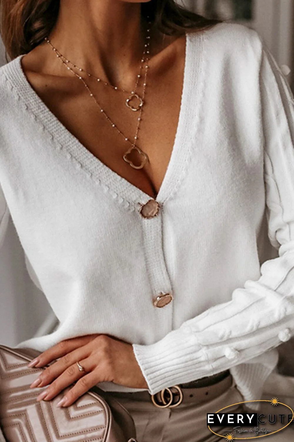 White Buttoned Cardigan