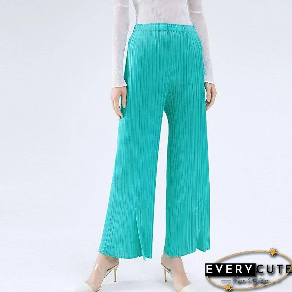 summer autumn casual split aesthetic black pants women's simple loose stretch pleated trousers straight trousers