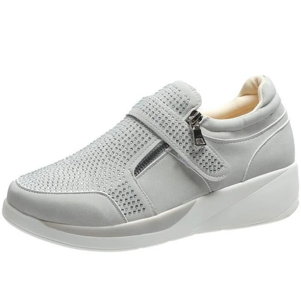 2021 New Women's Shoes Rhinestones Large Size Single Sports Shoes Women Sneakers Fashion Zipper Casual Women Vulcanized Shoes