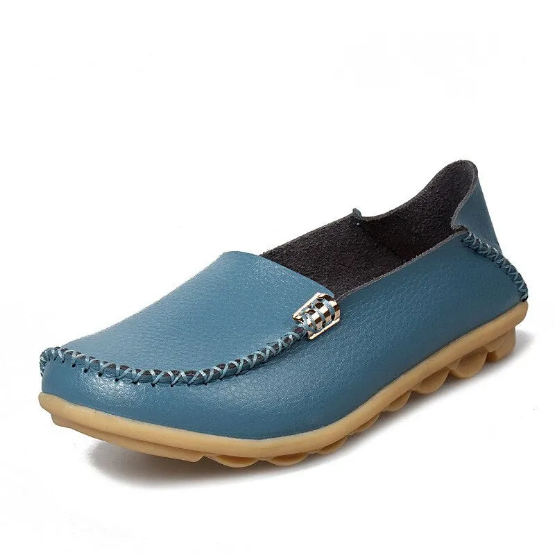 Women Flats Shoes Slip On Genuine Leather Loafers For Women's Moccasins Loafers Flats Ladies Shoes Plus Size Sapato Feminino