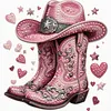 DIY Pearl Painting - Handmade Self - Adhesive Pearls - Pink cowboy boots and hat