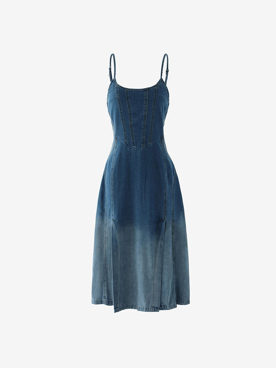 Suspenders Splicing Coeboy Midi Dress