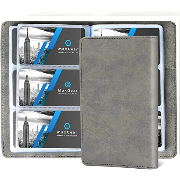 MaxGear® Book Soft Vegan Leather Business Card Binder File Sleeve Storage for Men & Women  Business Card Holders Name Card Holder 240 Cards Black Litchi  Business Card Organizer