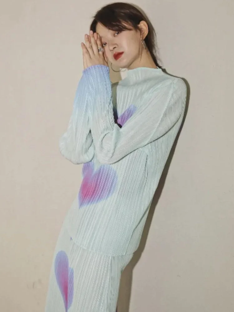 Brownm Pleated Top & Midi Skirt Two Piece Set