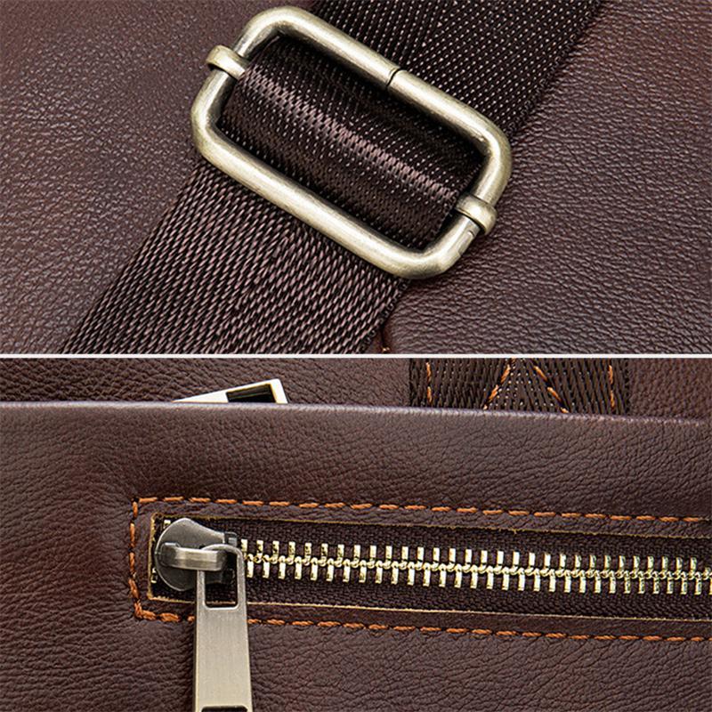 Great Quality Antique Brass Hardware Organizational Layout Leather Briefcase