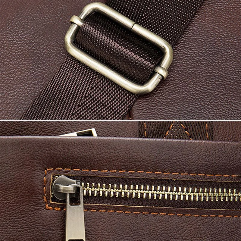 Great Quality Antique Brass Hardware Organizational Layout Leather Briefcase