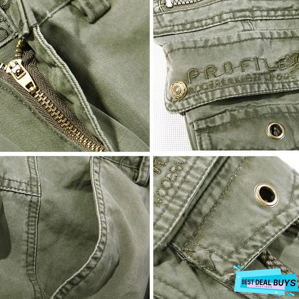 Mens Tactical Pants Joggers Casual Male Cargo Pants Cotton Trousers Multi Pocket Military Style Green Pants