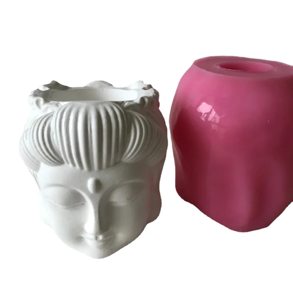Succulent Pot Girl Planter Silicone Mold Concrete Resin Plaster Chocolate Candle Holder Mould DIY Fondant Cake Baking Tools