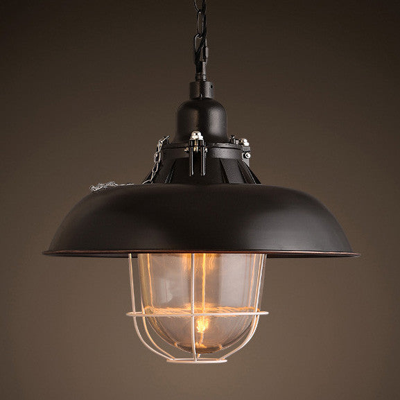 Helmut Glass Shade Industrial Pendant Light (short)