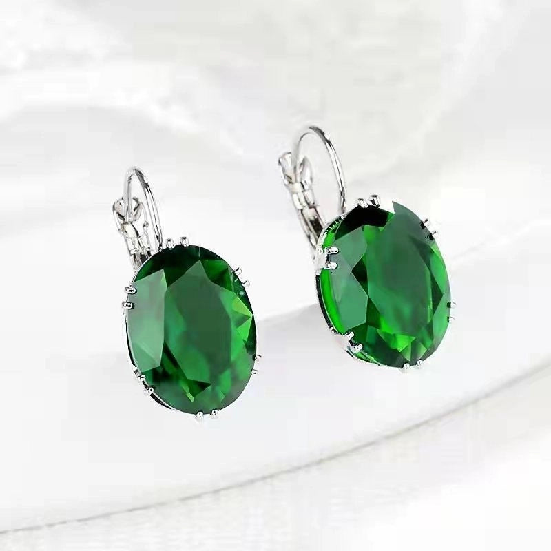 Jewelry Light Luxury Niche Colored Gemstone Stud Earrings Women’s Fashion Trendy Design Popular Earrings Earrings