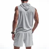 Men's Loose-Fit Casual Hooded Vest And Shorts Athletic Set by Inlyline