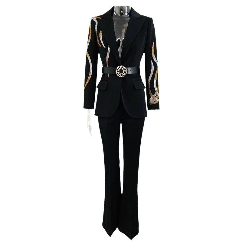 Nigikala Nigikala New Star Temperamental Diamond Hot Diamond Belt Suit Two Sets