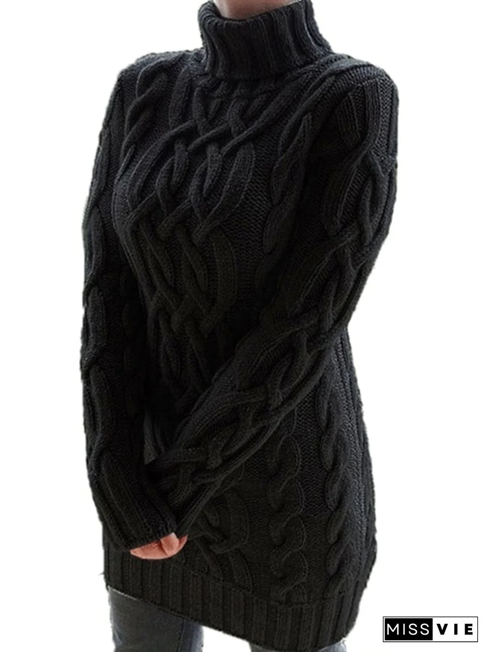 women's thickened turtleneck sweater dress