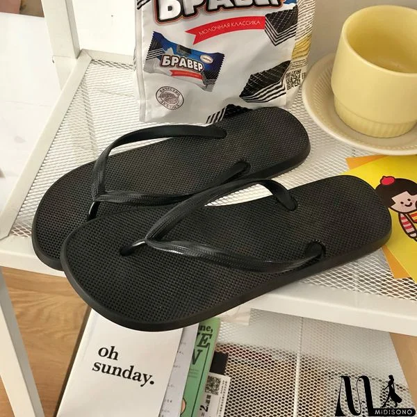MidiSono - Black Toe Post Falt Flip Flops