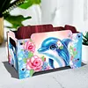 5D DIY Diamond Painting Decorative Storage Box Wood Storage Clutch (Dolphin)