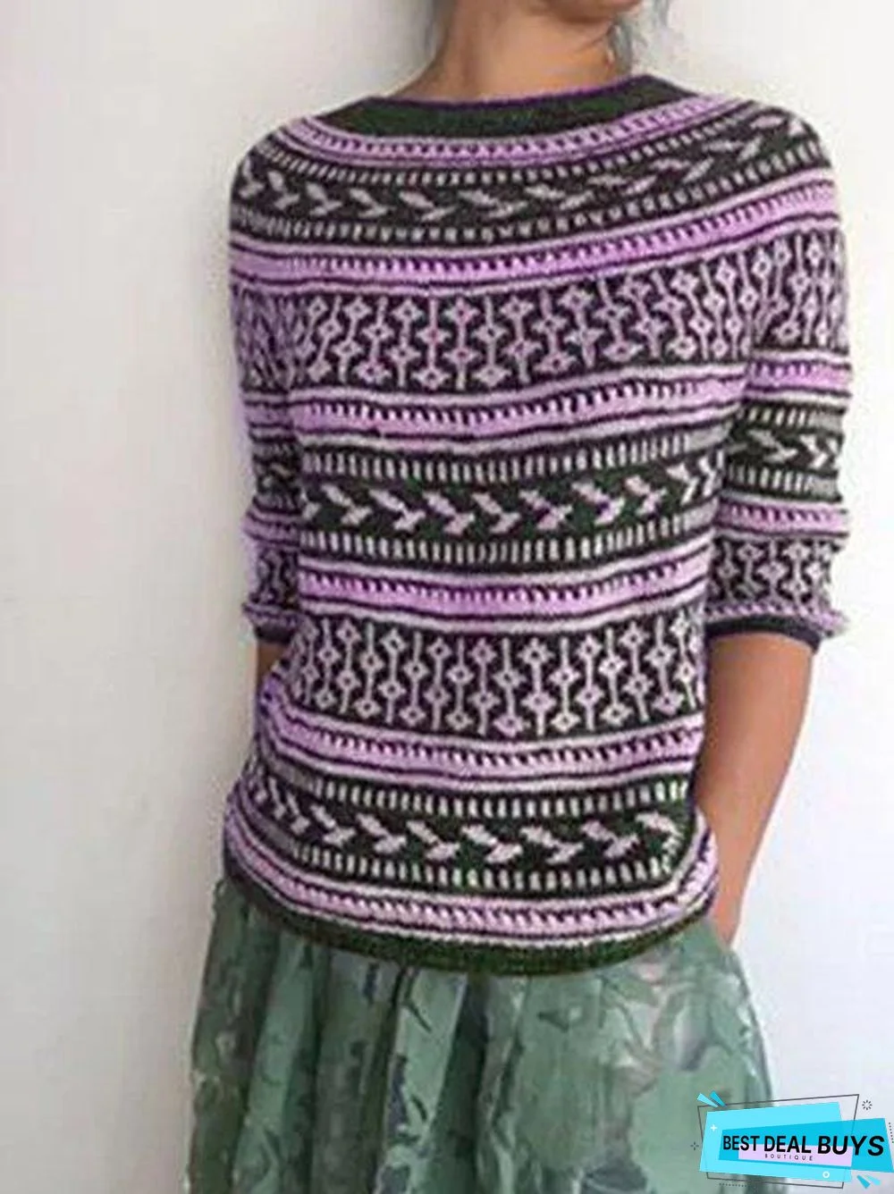 Black Long Sleeve Acrylic Sweater