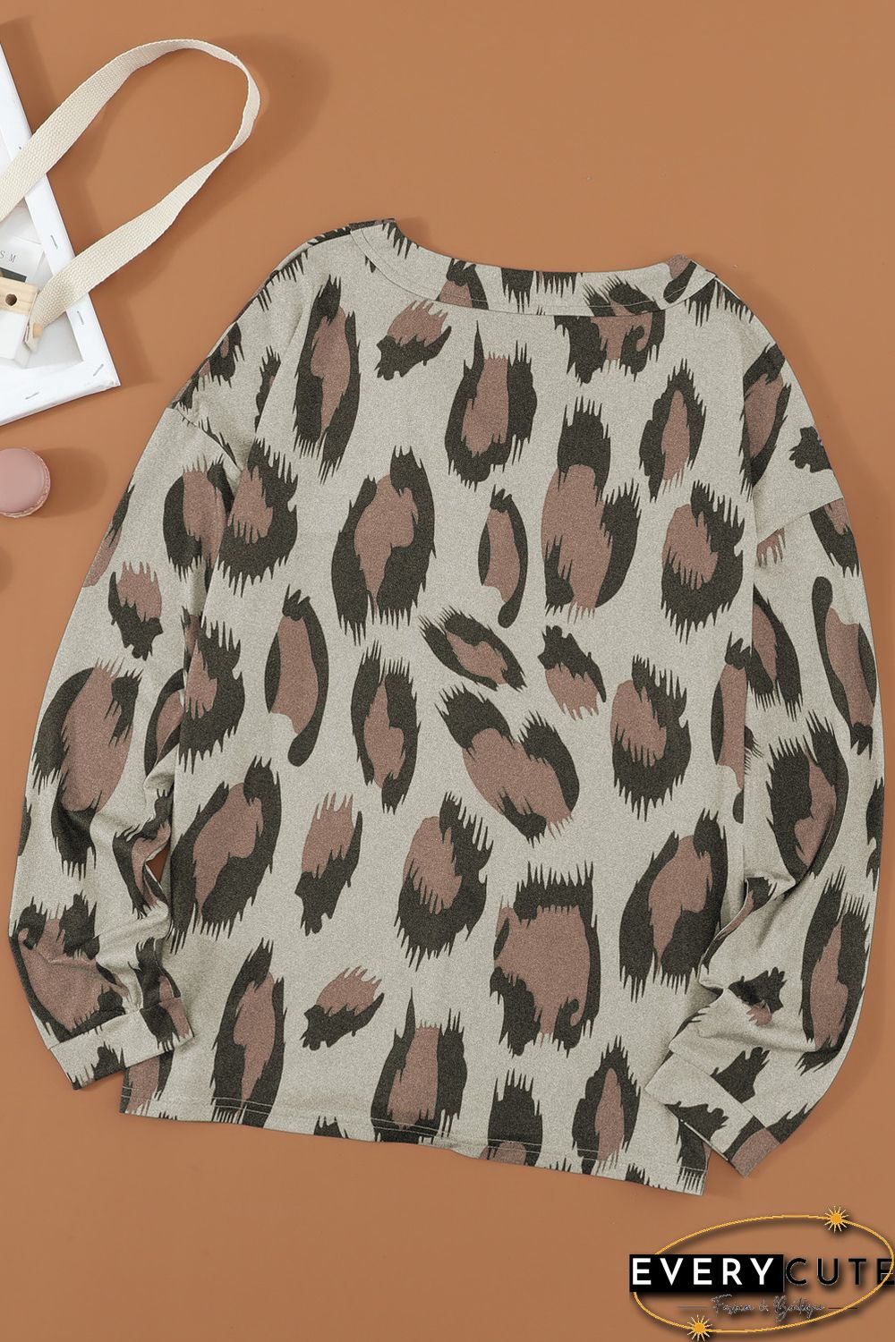 Leopard V Neck Long Sleeve Top