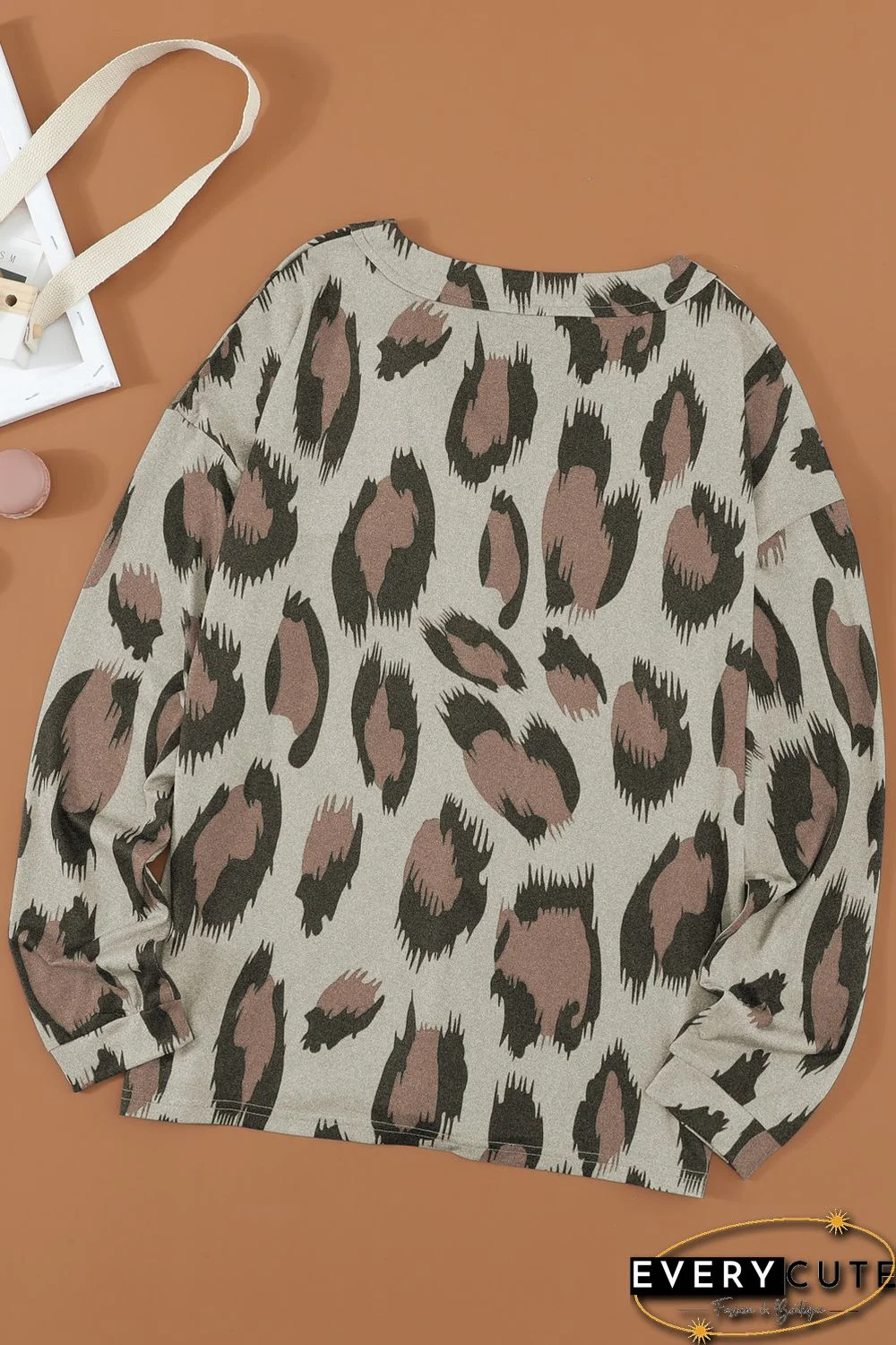Leopard V Neck Long Sleeve Top