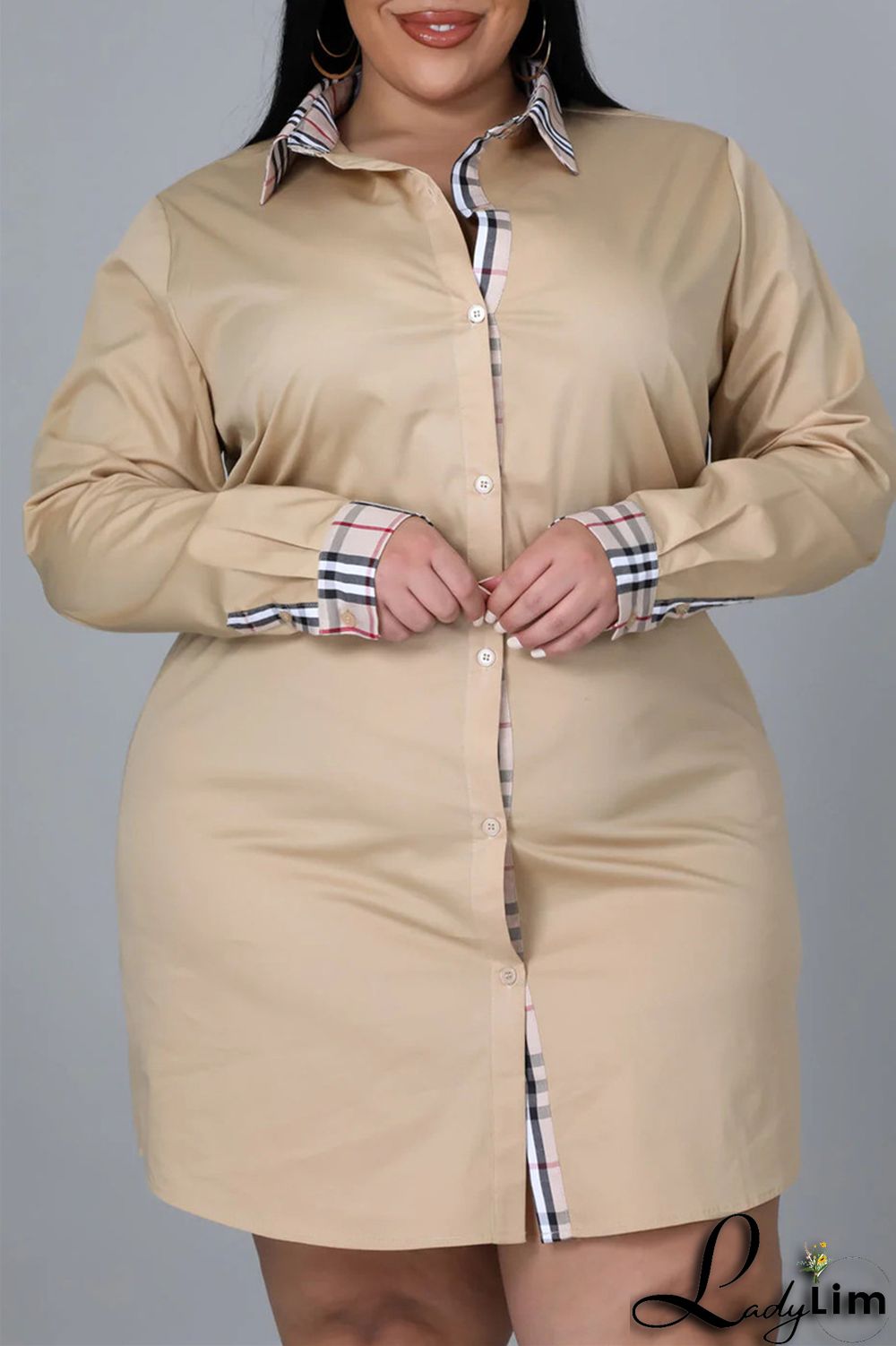 Black Fashion Casual Plus Size Print Patchwork Turndown Collar Shirt Dress