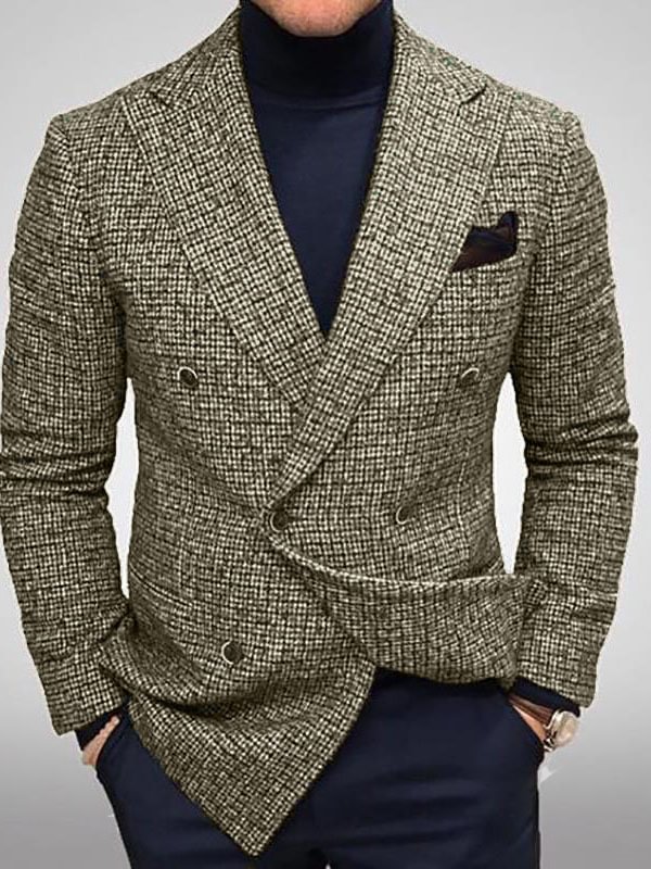 Men's Plaid Business Casual Wool Jacket