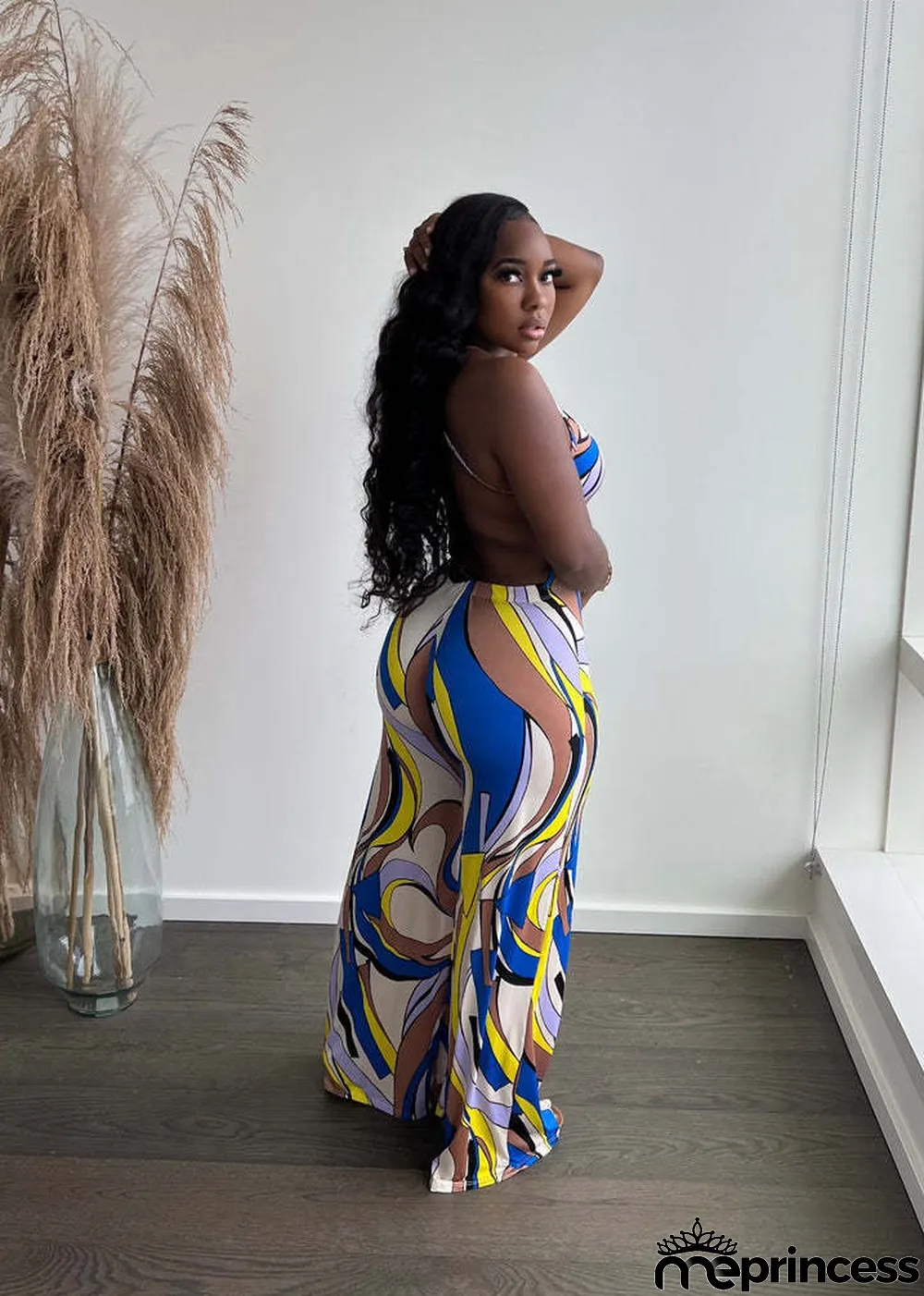 Sexy Printed Backless Jumpsuit