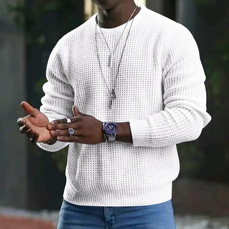 Men's long sleeve round neck slim pullover sweater
