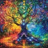 Bunter Baum des Lebens - runder Bohrer Diamantmalerei - 30*30cm