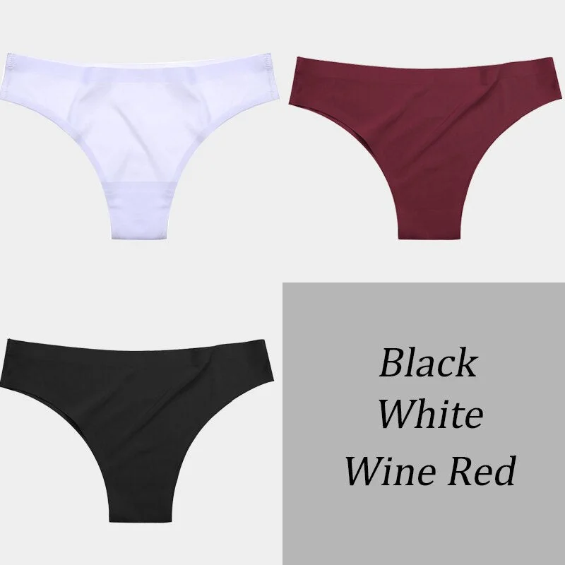 3PCS/Set Women Seamless Panties Sexy Underwear Invisible Lingerie Breathable Briefs Ice Silk Ultra-thin Intimate Underpants M-XL