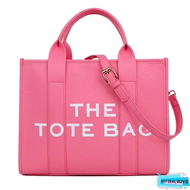 Cross-Border Foreign Trade Women's Bag One Piece Dropshipping New Solid Color Pu Letter Tote Bag Simple Casual Large Capacity Handbag