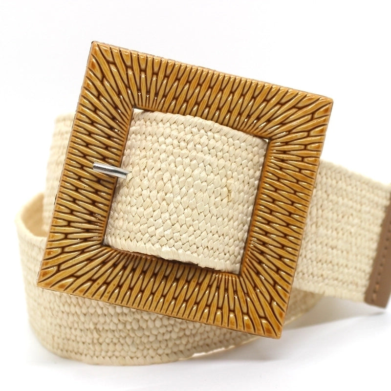 Basic Minimalist Square Straw Women’s Woven Belts