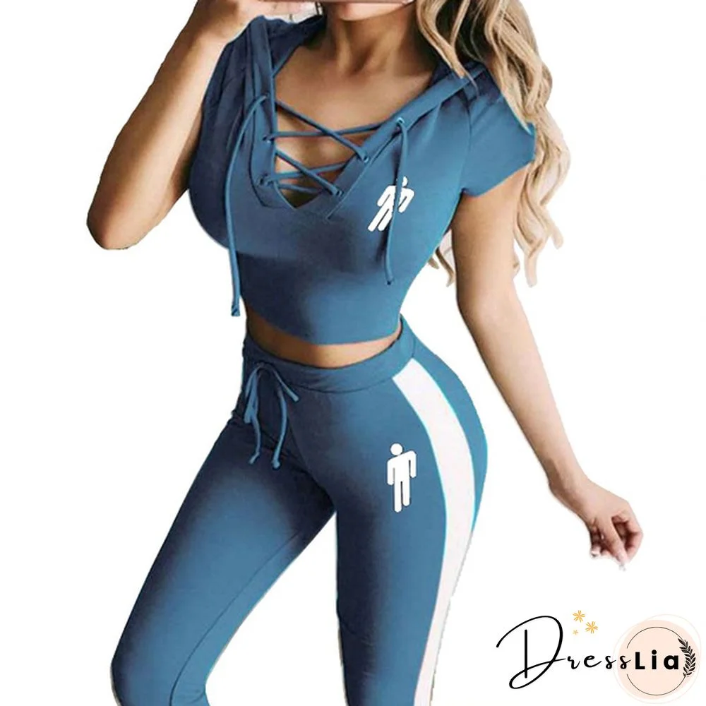 Women's Fashion Sport Tracksuit Sport Wear Two Piece Sets Outfit Lady Workout Sport Suit