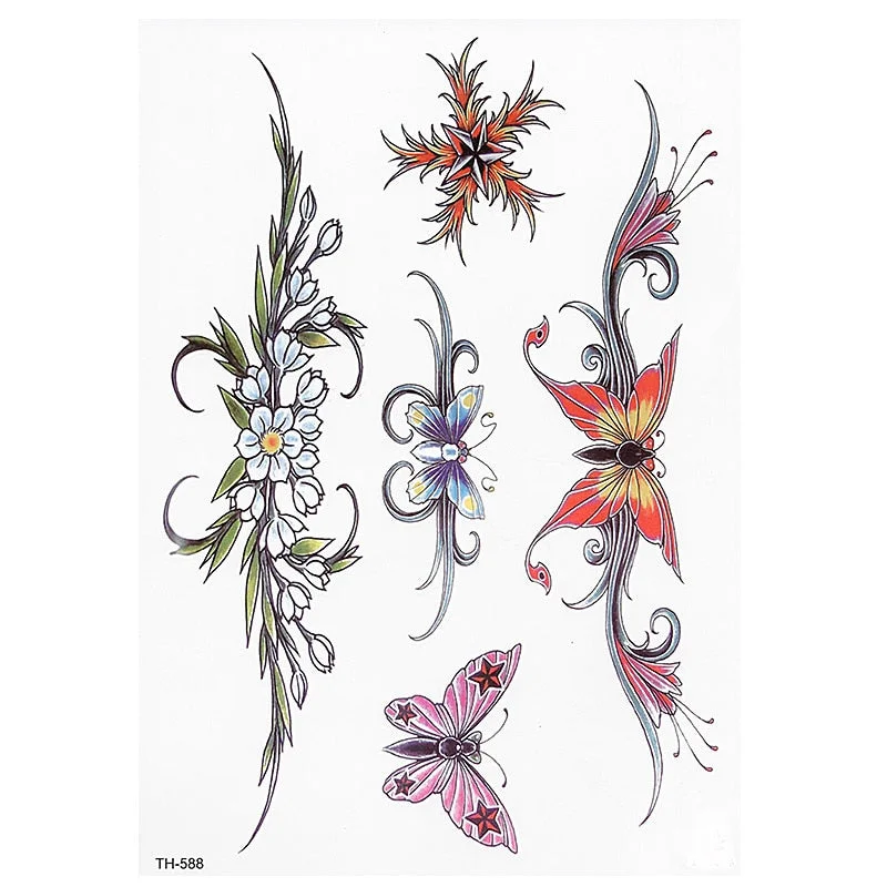 Waterproof Temporary Tattoo Sticker Butterfly Flower Wing Fake Tatto Flash Tatoo Tatouage Temporaire Back Chest For Women Girl