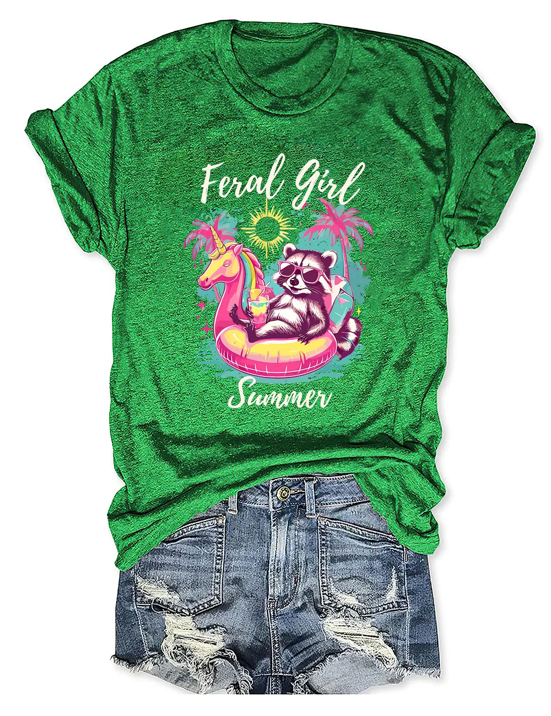 Feral Girl Summer Raccoon T-shirt
