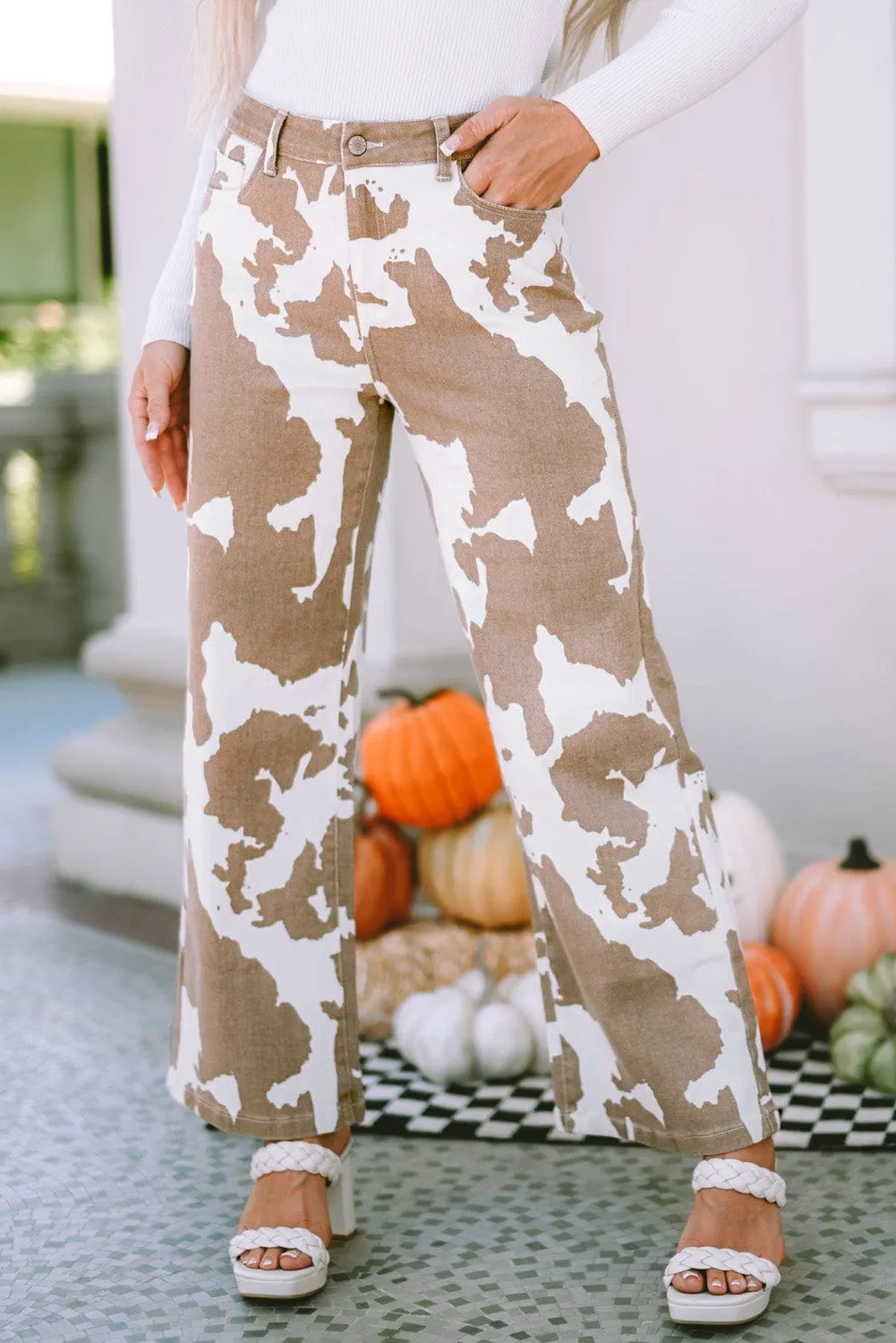 Fashionable Cow Print Trousers