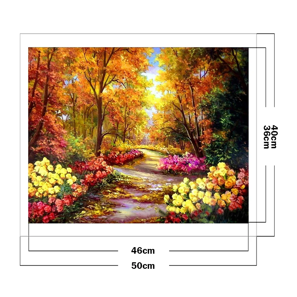 11CT Full Stamped Cross Stitch - Autumn Forest(Canvas|50*40CM)