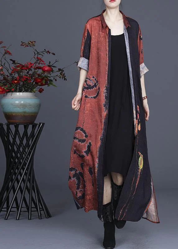 Chocolate Print Chiffon Maxi Dress Cardigan