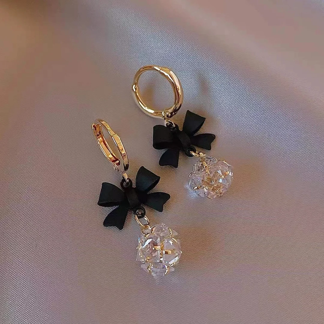 Bow Zirconia Drop Earrings
