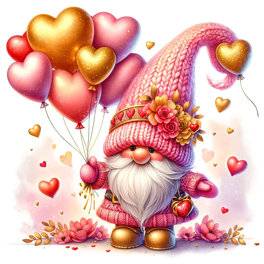 Diamond Painting - Full Round - Valentines Day Gnome (30*30cm)-1117916.02