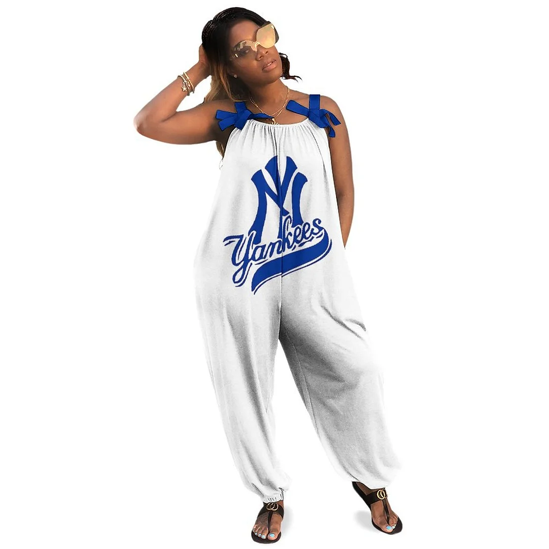 Women Plus Size Jumpsuits Loose Casual Print Retro Strappy Jumpsuit in Pattern,Blue