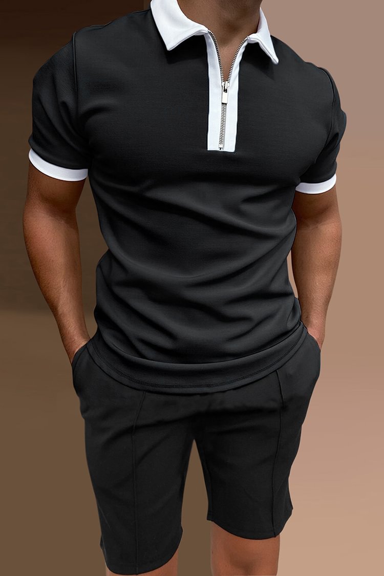 Tiboyz Outfits Fashion Casual Short Sleeve Polo And Shorts Set