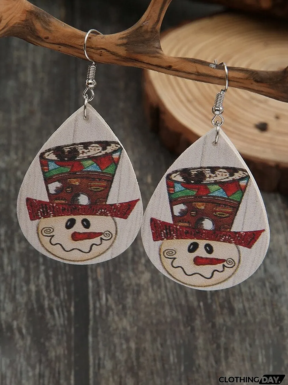 Water Drop Snowman Leather Earrings