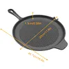 28cm Iron Ribbed Frying Pan Nonstick Handles Saucepan Pancake Skillet Household