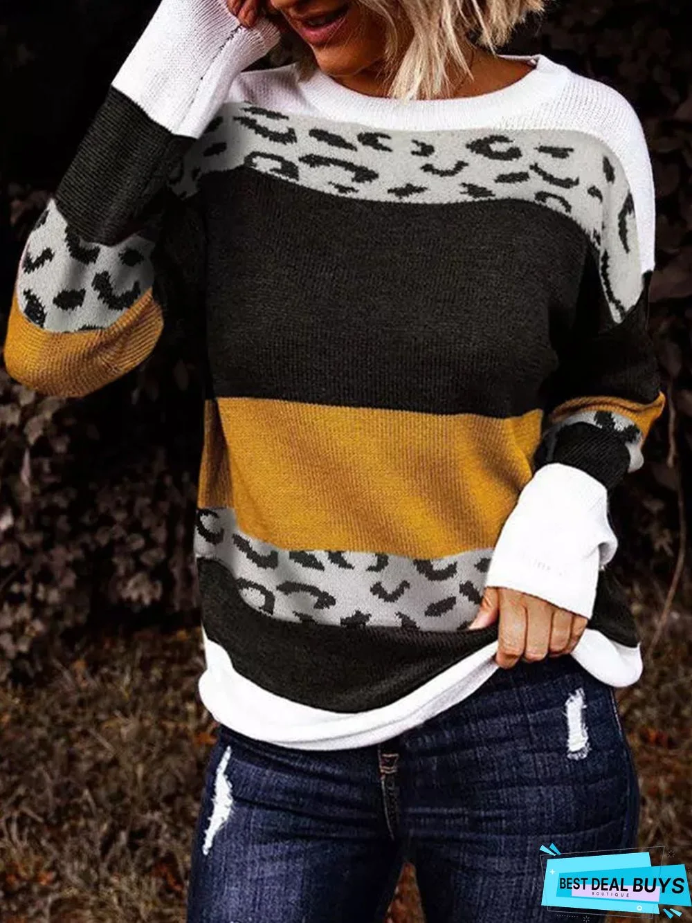 Leopard Round Neck Loosen Top