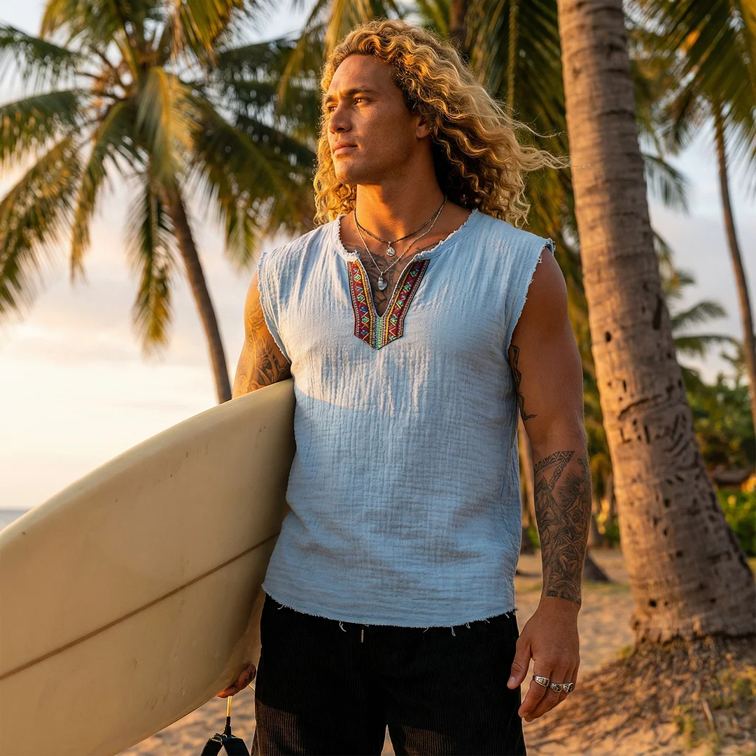 Linen Ethnic Vest-INSPIREUSE