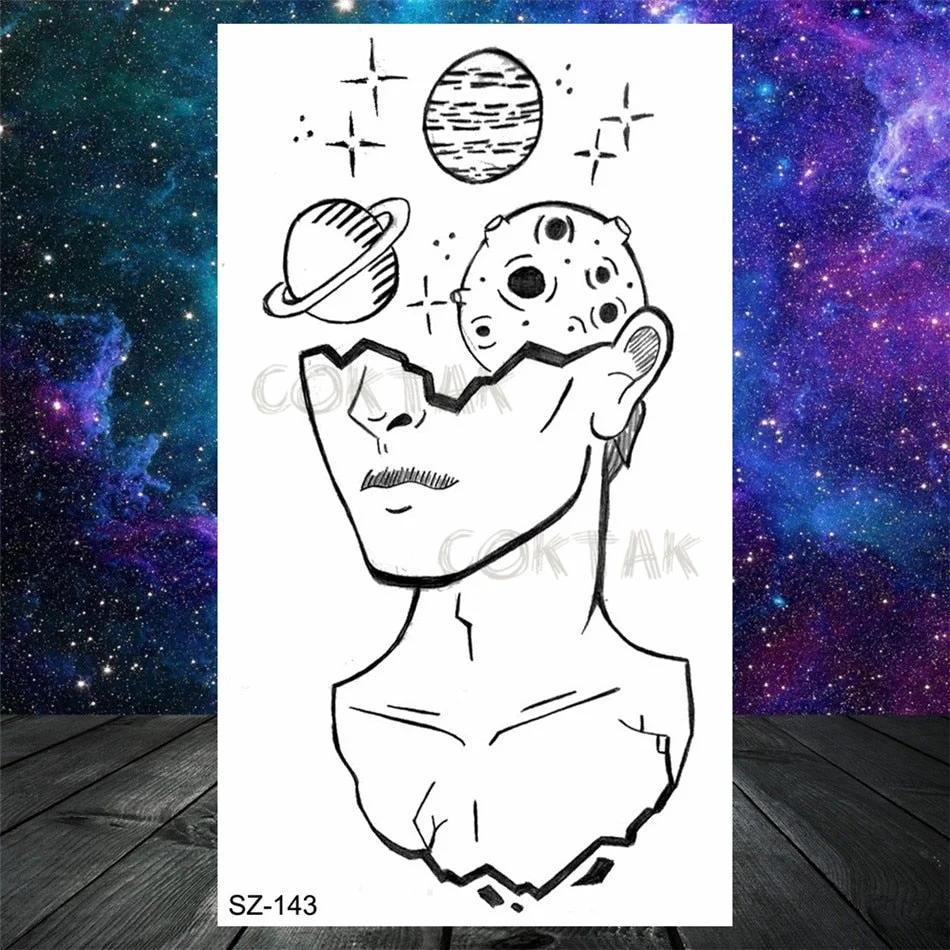 Lovely Small Planets Temporary Tattoos Realistic Sheets Body Art Arm Tattoos Paper For Adult Kids Fake Waterpoof Tattoo Sticker