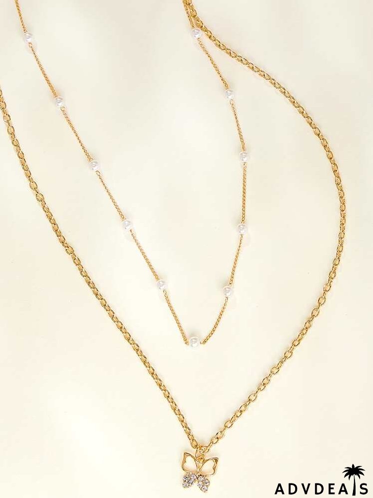 Butterfly Charm Layered Necklace